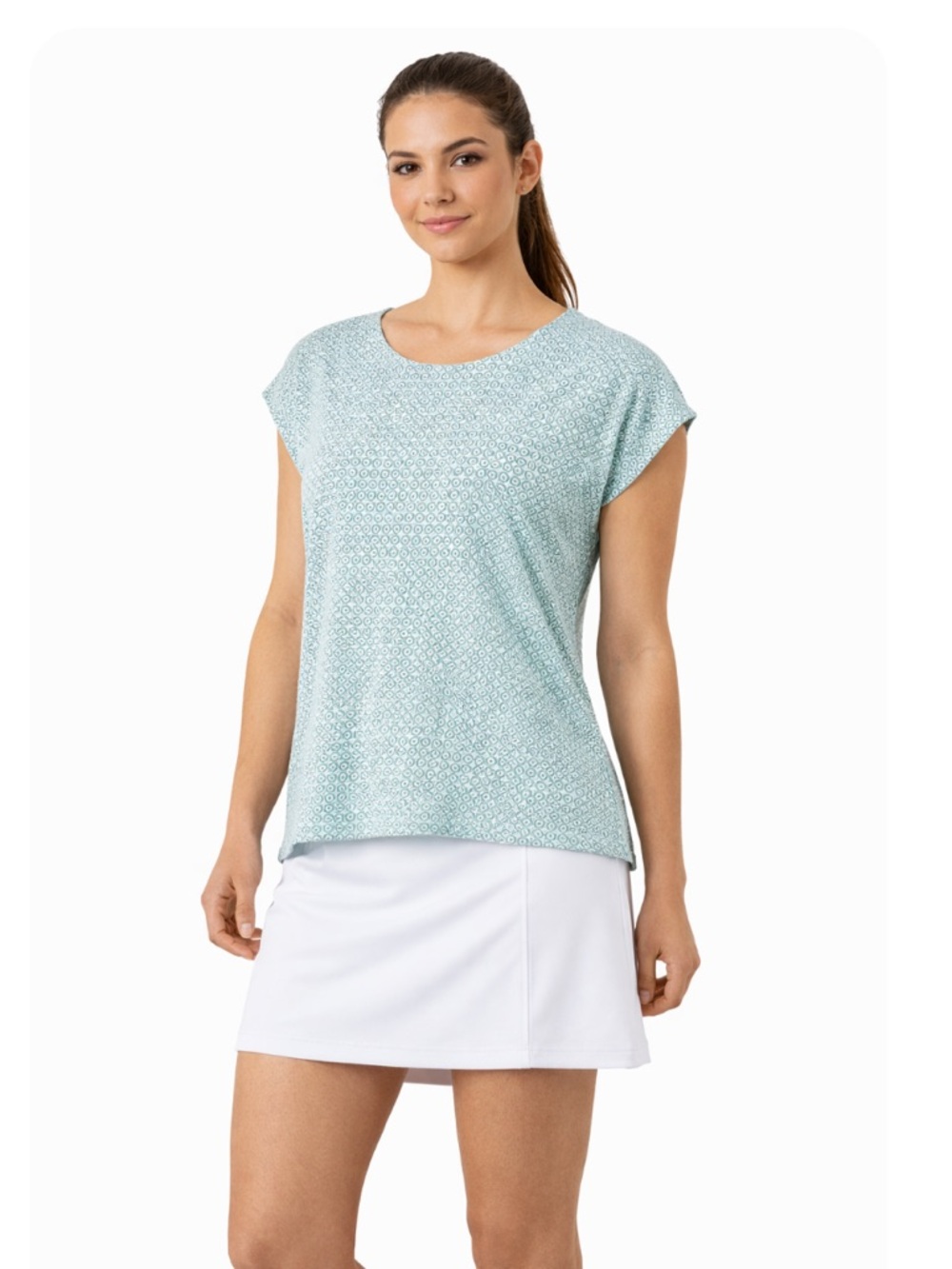 Talbots T By Talbots T-Shirt 100% Cotton Light Green Geometric Tee Sz LP